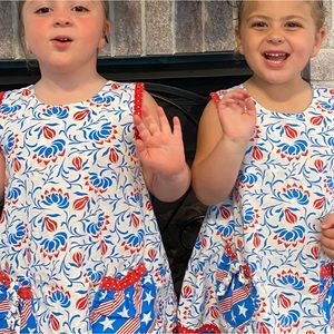 Jelly the Pug Fourth of July inspired girls dress